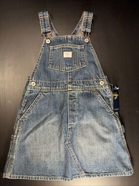 OshKosh B’gosh Blue Vestbak Overalls Skirt Girls Sz 4T NEW Skirtalls